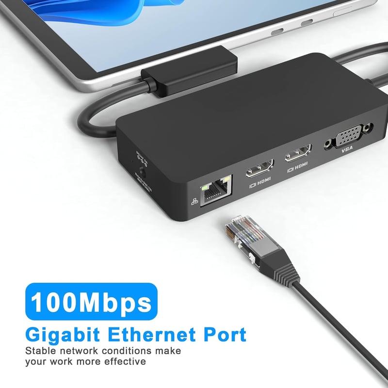 Microsoft Surface Dokkoló 12az1-ben, 3 Kijelzős, 4K HDMI és VGA Portokkal