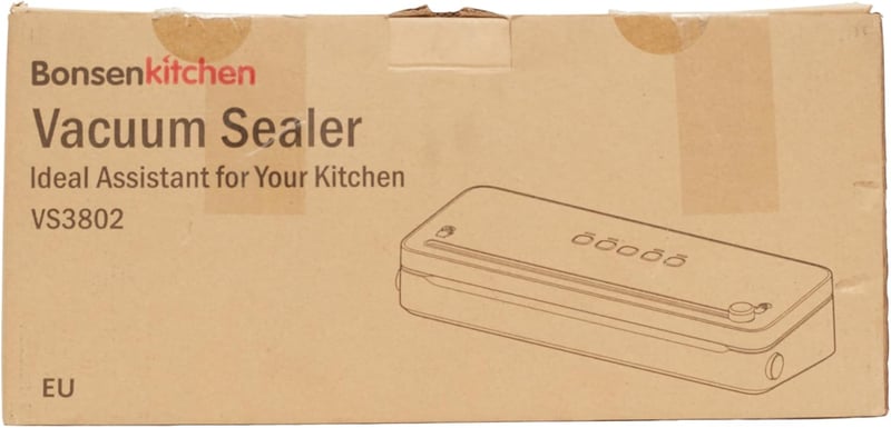 Bonsenkitchen VS3802 Fekete Vákuumfóliázó Gép Sous Vide-hoz, Vágóval és Kiegészítőkkel