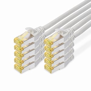 DIGITUS Cat 6A LAN patch kábel S/FTP tienený RJ45 sieťový kábel 0,25 m sivý, 8-dielne balenie, kompatibilný s Cat-6 a Cat-7