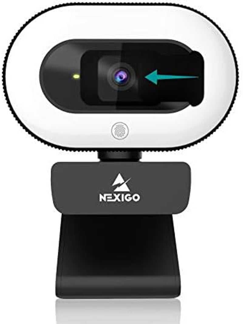 NexiGo StreamCam N930E Full HD webkamera gyűrűs fénnyel és lencsevédővel, autofókusszal