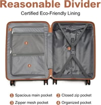 British Traveller TSA zárral ellátott 3 részes könnyű, merev PP bőrönd szett - fehér (20+24+28 inch) 6