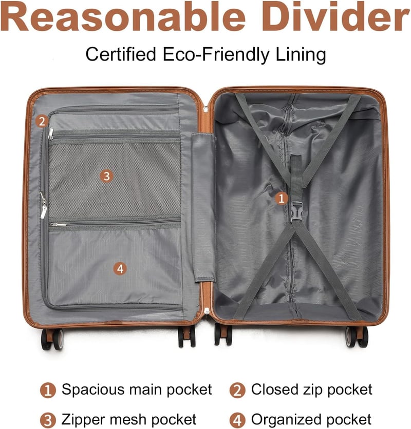 British Traveller TSA zárral ellátott 3 részes könnyű, merev PP bőrönd szett - fehér (20+24+28 inch)