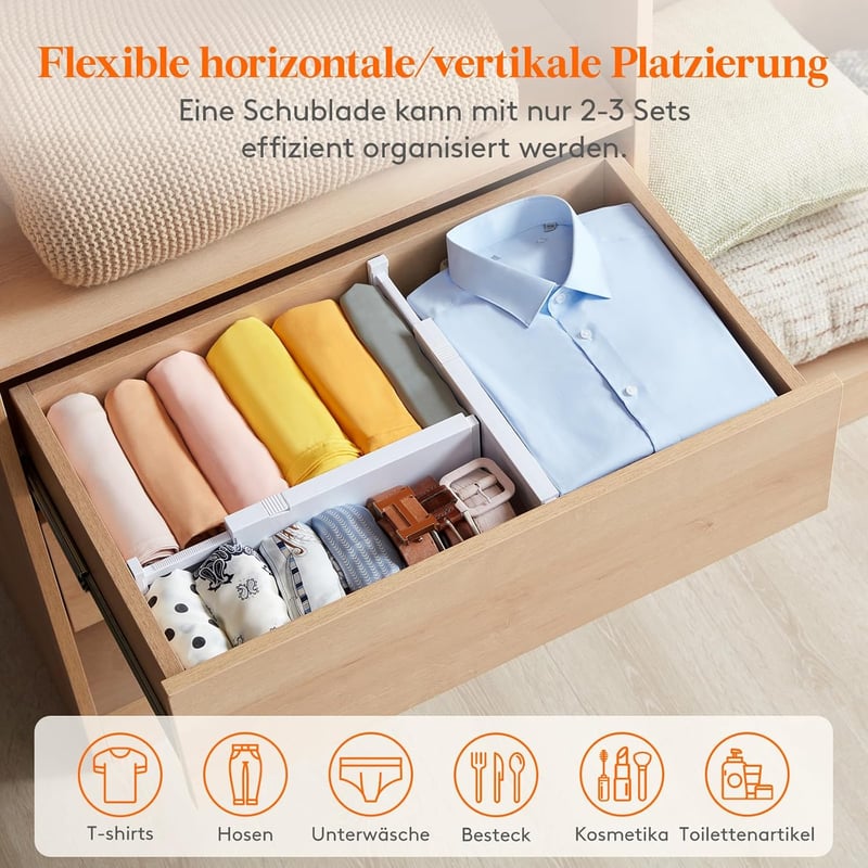 Lifewit 12 db-os állítható műanyag fiókrendező szett, 28-44,5 cm
