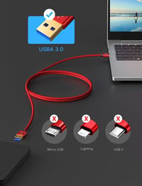 JSAUX USB 3.0 hosszabbító kábel szett, 1m és 2m, fonott nylon, 2db 5