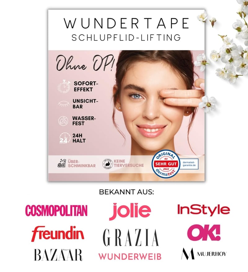 WUNDERTAPE Szemhéjemelő Csíkok - Vízálló, Átlátszó Szemhéjtapasz Csüngő Szemhéj Korrekcióhoz, Műtét Nélküli Szemhéjemelés, 24 Órás Tartás (4