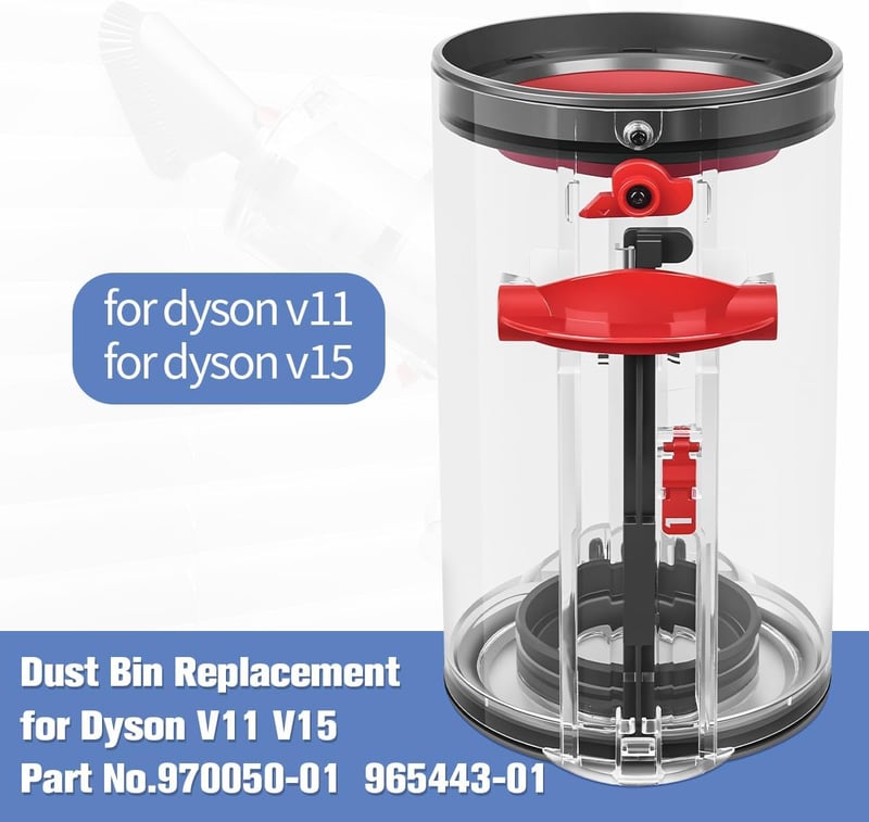 DrRobor Portartály és Szűrő Készlet Dyson V15 V11 Porszívókhoz - Kompatibilis Alkatrész Csere, 0,77L Űrtartalom, Műanyag Kivitel