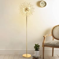 Rayofly Modern Állólámpa - Arany Tűzijáték Kristály Padlólámpa 8 Izzóval, 172 cm Magas, Lábkapcsolós, Nappali és Hálószoba Világítás 8