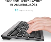 iClever Vezeték Nélküli Billentyűzet és Egér Szett - Újratölthető, Ultravékony, Csendes, QWERTZ Kiosztású PC/Laptop Billentyűzet, Szürke - grey 6