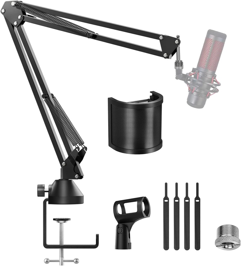Blue Yeti mikrofonállvány: állítható TONOR boom kar nagy popszűrővel, univerzális adapterrel