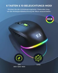 seenda Vezeték Nélküli Billentyűzet-Egér Szett, RGB Háttérvilágítással, Csuklótámasszal, USB/Type-C, Telefontartóval, QWERTZ, PC/Mac 3