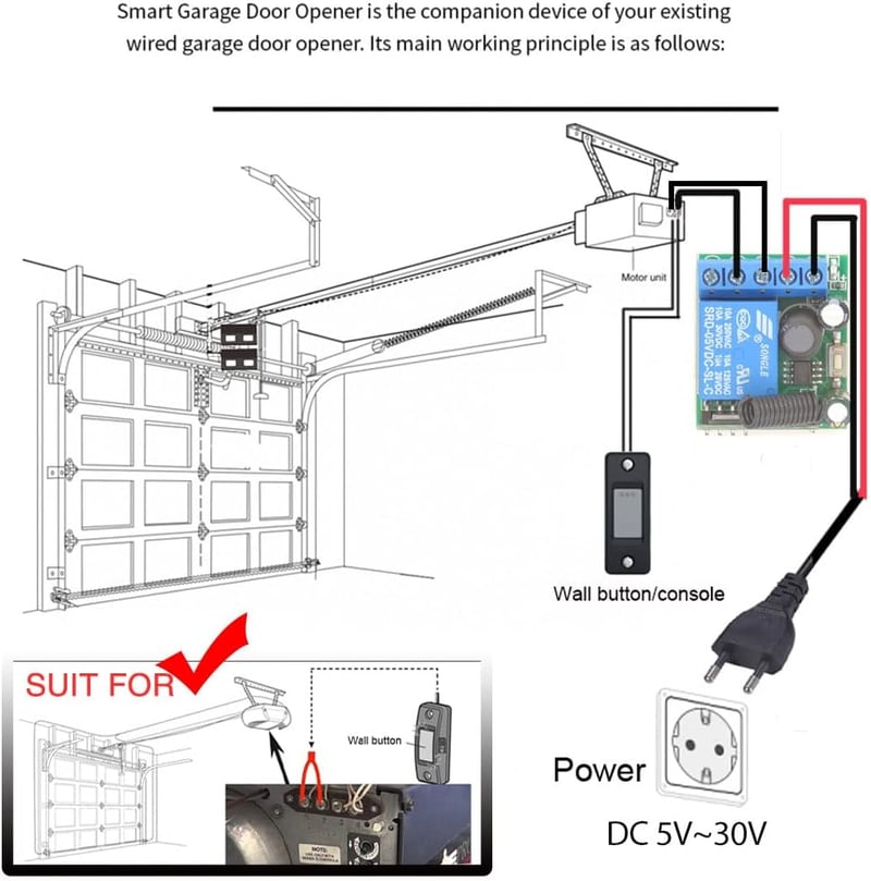 DieseRC 433 MHz távirányítós relé kapcsoló 5V-30V, 5 adóval