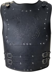 HiiFeuer Viking Sárkányos Fekete Bőr Mellvért LARP és Cosplay Középkori Páncélhoz 1