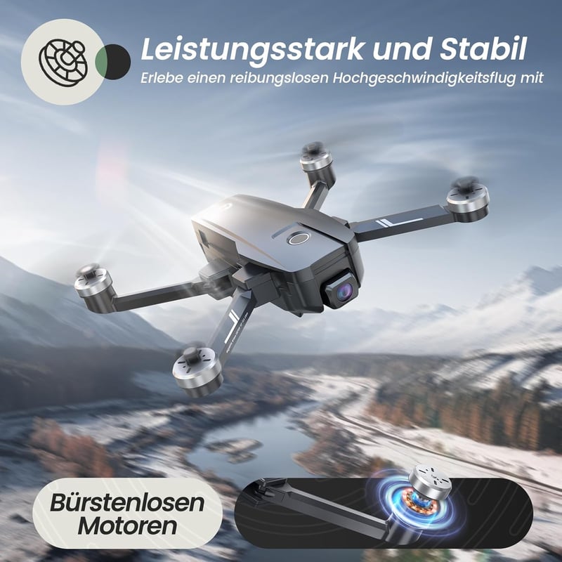 Holy Stone HS720E GPS Drón 4K EIS UHD Kamerával, Távirányítós Quadcopter 2 Akkumulátorral, Követés Funkcióval, 5G WiFi, Kefementes Motor, Ke