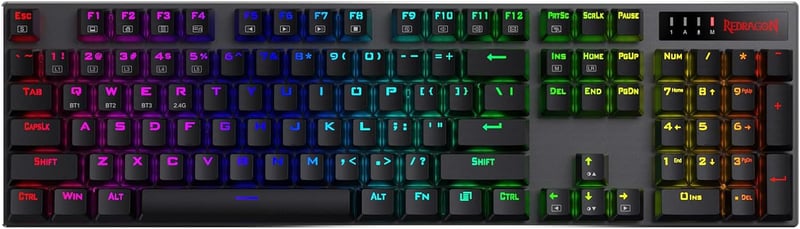 Redragon K556 PRO RGB vezeték nélküli gamer billentyűzet, cserélhető csendes piros kapcsolókkal