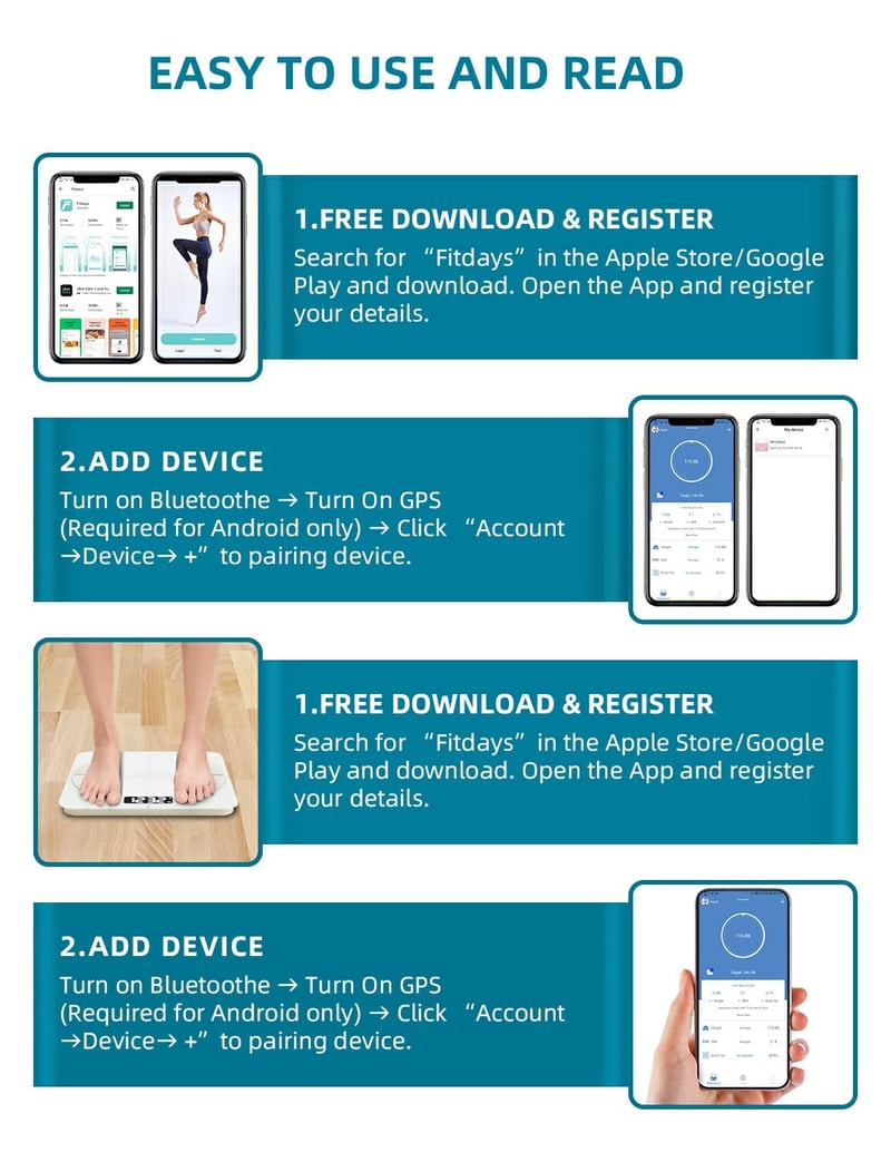 Healthkeep Bluetooth Fürdőszobai Mérleg - 13 Testérték Elemzés, BMI, Testzsír, Izomtömeg Mérés, Digitális Kijelző, 180kg Teherbírás, Fehér