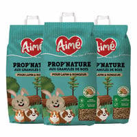 Așternut din granule de lemn Aimé Prop'Nature pentru iepuri și rozătoare 10 L – granule naturale din lemn, miros plăcut de lemn, nu se lipește de lăbuțe — set de 3 bucăți 2
