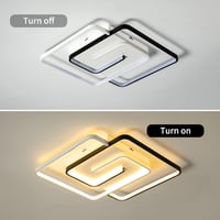 minifair Modern LED Mennyezeti Lámpa 36W 50cm - Távirányítós Négyzet Alakú Fekete-Fehér Fényerőszabályozható Lámpatest Nappaliba Hálószobába 9