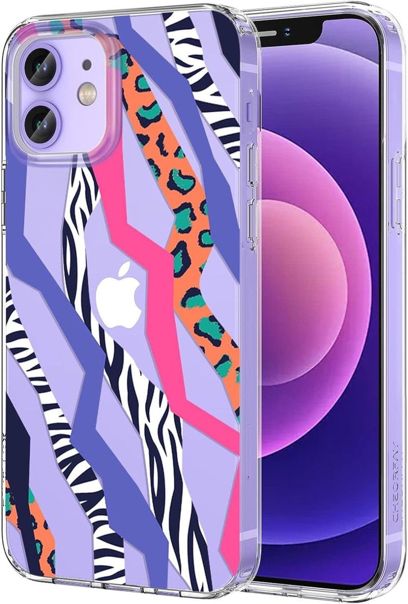 iPhone 12/12 Pro Átlátszó Ütésálló Szilikon Tok Csíkos Mintával