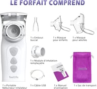 FEELLIFE Hordozható Inhalátor - Állítható Porlasztású Asztma és Légúti Kezelő Készülék Gyerekeknek és Felnőtteknek 6