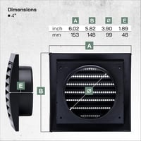 Vent Systems 100 mm Antracit Szellőzőrács - Szárítógéphez, Szellőzőnyílásokhoz és Kipufogócsőhöz - Kültéri Használatra Alkalmas Légkivezető  6