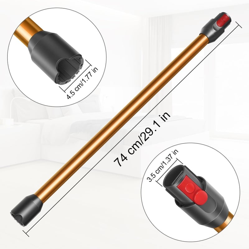 DrRobor Teleszkópos Hosszabbító Cső Dyson V12 Slim Porszívóhoz - 74 cm Alumínium Toldat, Narancssárga Kiegészítő Alkatrész