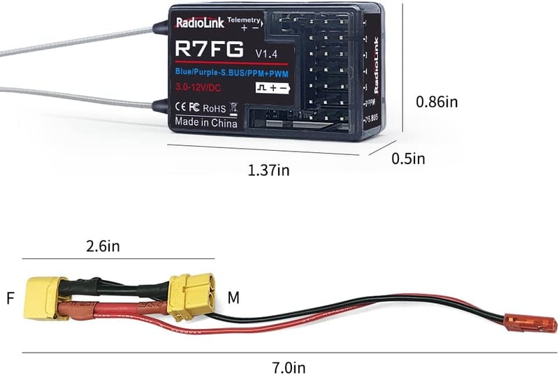 Radiolink RC6GS-V3 7 csatornás RC távirányító giroszkóppal 2.4GHz autóhoz drónhoz