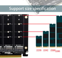 XTVTX 4 portos NVMe-PCI-e átalakító kártya M.2 SSD-hez, X16 bővítőkártya 4