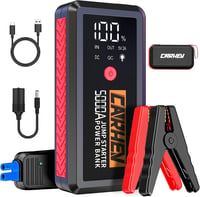 CARHEV 5000A Autós Indításrásegítő Powerbank, 12V Bikázó 8.0L Benzin/Dízel Motorokhoz, 26800mAh USB Gyorstöltő, LED Lámpa, IP65 1
