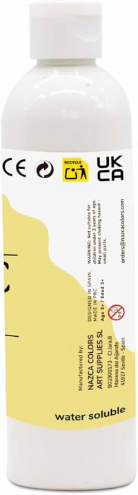 Nazca Colors Fehér Textil Festék 250ml - Ruha és Bőr Festésére, Pólók, Farmerek, Táskák, Cipők Dekorálásához - Kiváló Fedőképesség, Mosható 2