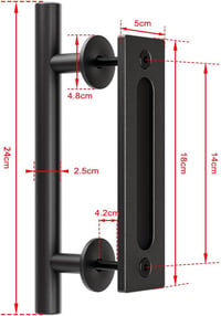 QINAIXQM 24 cm Tolóajtó Fogantyú - Fekete Rozsdamentes Acél Fogantyú Csűrajtóhoz, Fa Ajtóhoz, Szekrényhez - Retró Stílusú Ujjvédő Markolat 7