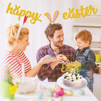 Glitteres arany "Happy Easter" húsvéti dekoráció szett 6