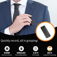 Vivaniir 64GB-os digitális diktafon hangaktiválással, egyérintéses felvétellel - tökéletes értekezletekhez, előadásokhoz 2