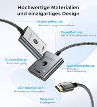WARRKY 4K HDMI Switch 2 bemenet 1 kimenet - 60Hz, 144Hz, PS5/Xbox kompatibilis 5