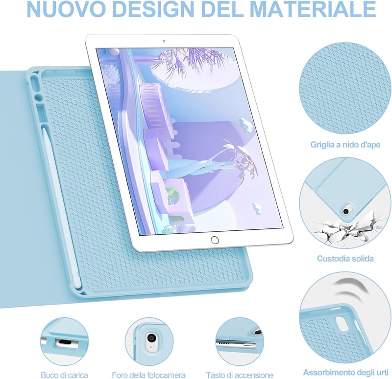 FOGARI iPad 9 Generációs Billentyűzetes Tok - Levehető Billentyűzet, Ceruza Tartó, 10.2" Védőtok iPad 9/8/7 és iPad Pro 10.5 Modellekhez