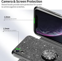 iPhone XR Csillogó Fekete Gyűrűs Védőtok Glitterrel 4