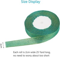 Piros-Zöld Csillogó Organza Szalag 22m, Karácsonyi Dekoráció 4db 7