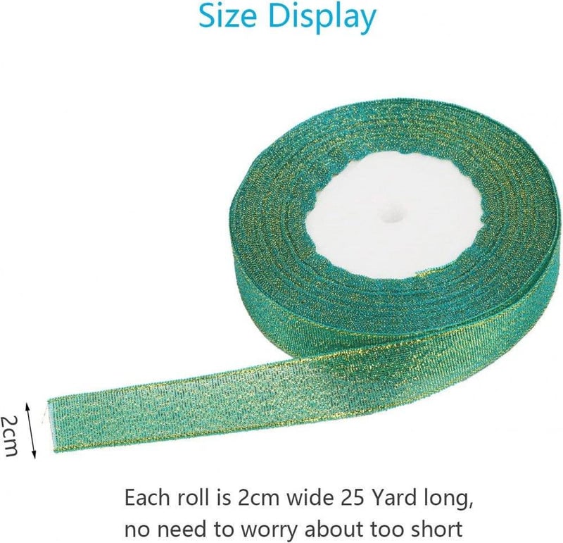 Piros-Zöld Csillogó Organza Szalag 22m, Karácsonyi Dekoráció 4db