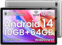 TPZ T10B Android 14 Tablet 10.1" - 10GB RAM + 64GB + 1TB Bővíthető Tárhely, WiFi 6, Octa-Core, 6000mAh Akku, FHD IPS Kijelző, Szürke 1