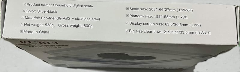 KUBEI 5kg-os USB-s digitális konyhai mérleg, 0,1g pontosság, rozsdamentes acél