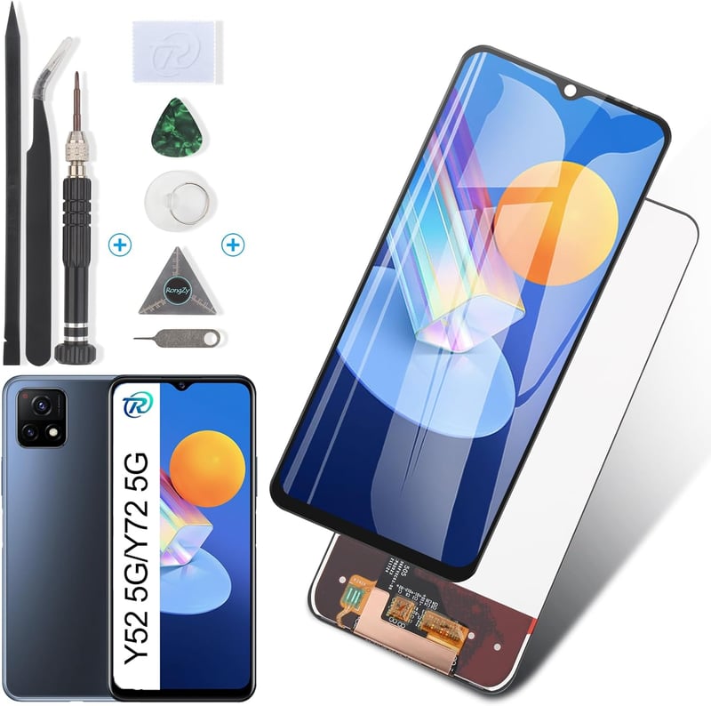 RongZy LCD Kijelző Vivo Y52/Y72 5G Telefonhoz - Érintőképernyős Digitalizáló Csereképernyő Szerelőkészlettel, Fekete