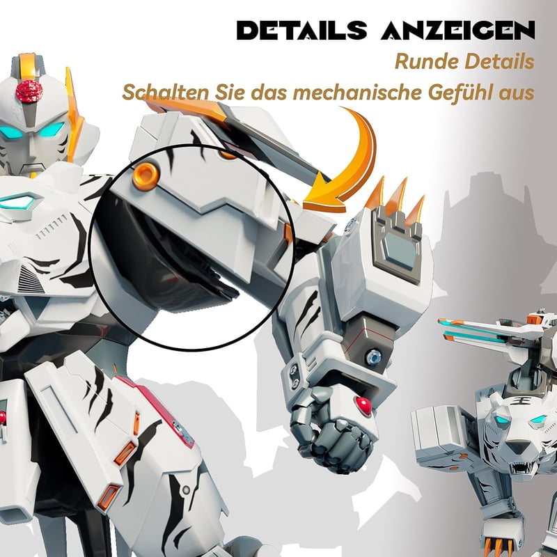 Celestial Wariors 25 cm-es Átalakítható Tigris Robot Játék Gyerekeknek - Fehér