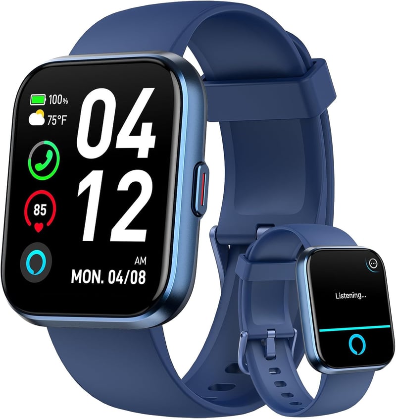 Fitpolo Okosóra Telefonhívás Funkcióval - 110+ Sportmód, 1.8" HD Érintőkijelző, Alexa, Pulzusmérő, Alvásfigyelő, IP68 Vízálló Fitness Tracke