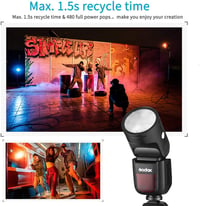 Godox V1-S TTL Vaku Sony Kamerákhoz - Kerek Fejű Vakuegység 2.4G 1/8000s HSS 76W Speedlite 2600mAh Li-Ion Akkumulátorral EU plug 4