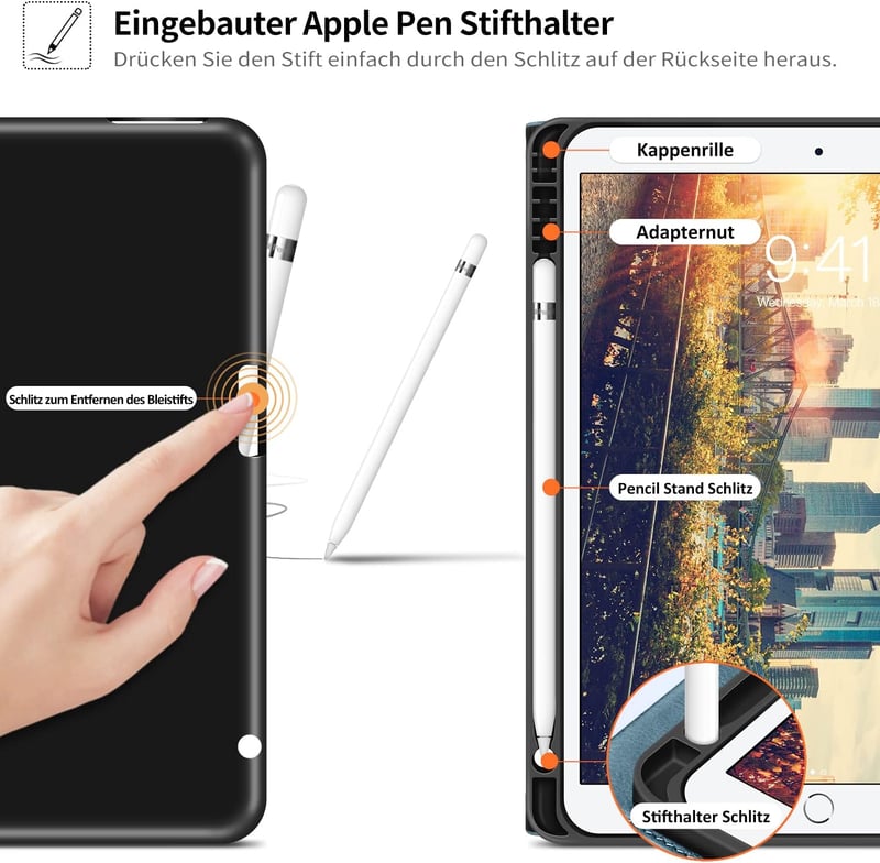 HOLIMET iPad 10.2" Tok 9/8/7 Generációhoz (2021/2020/2019) Tolltartóval - PU Bőr Védőtok, Vékony TPU Hátlap, Automatikus Alvás/Ébresztés, Ál