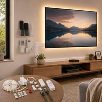 Set za organizaciju TV kutka: HDMI kabel + 10x kanalica + 2x držač daljinskog + 6m LED traka + 24V napajanje 1
