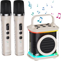 TONOR Mini Karaoke Gép 2 Vezeték Nélküli Mikrofonnal, Hordozható Bluetooth Hangszóró Gyerekeknek, LED Fényekkel 1