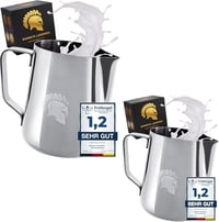 Barista Legends Tejkiöntő Szett - Rozsdamentes Acél 350ml + 600ml - Fényesített Tejhabosító Kancsó Latte Art Készítéshez - Barista Kiegészít 1