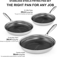 RIOVARM Rozsdamentes Acél Tapadásmentes Serpenyő Készlet - Indukciós Főzőlappal Kompatibilis, Mosogatógépben Mosható, 250°C-ig Hőálló 2