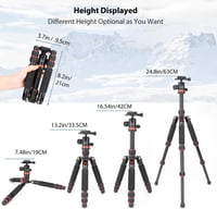 Koolehaoda Alumínium Mini Állvány DSLR Kamerákhoz - 63 cm, Narancssárga, 360° Gömbfejjel, 10 kg Teherbírás, Hordozható Utazó Tripod Videókam 2