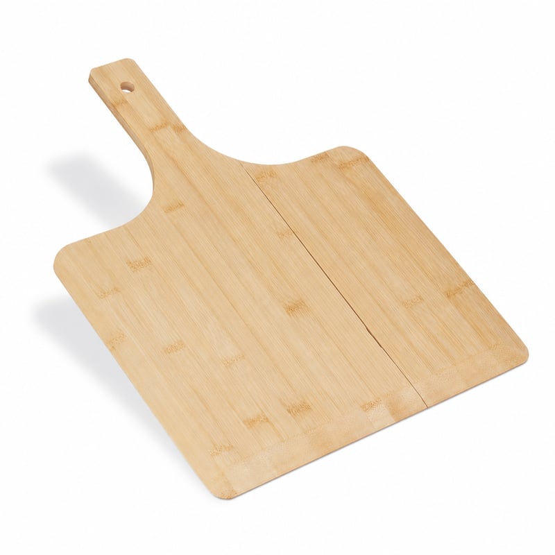 Pătrată, cu margini rotunjite, lopată de pizza din bambus Relaxdays XXL, 50x38 cm — defectă, funcțională parțial: lopată crăpată (stare: vezi a 2-a imagine)